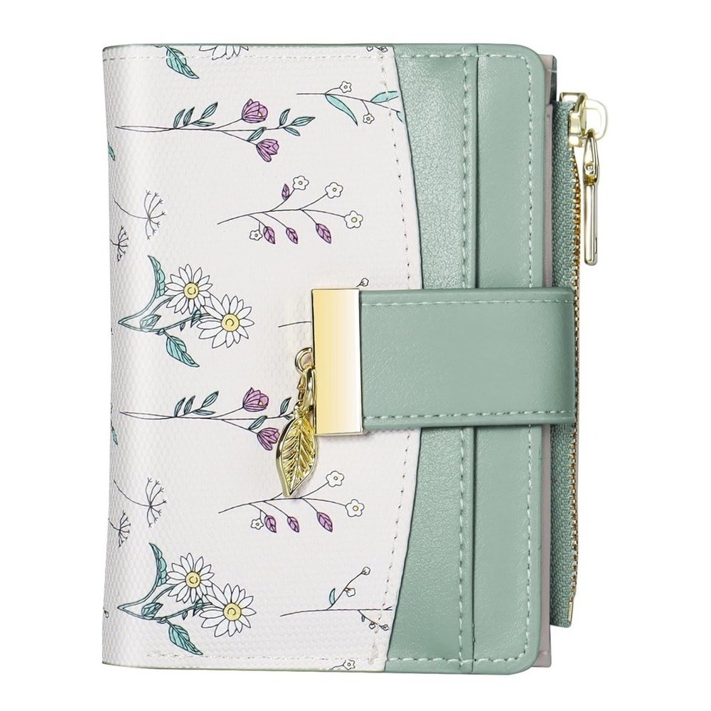NEW Floral Bifold Coin Zipper Wallet Rfid Protection